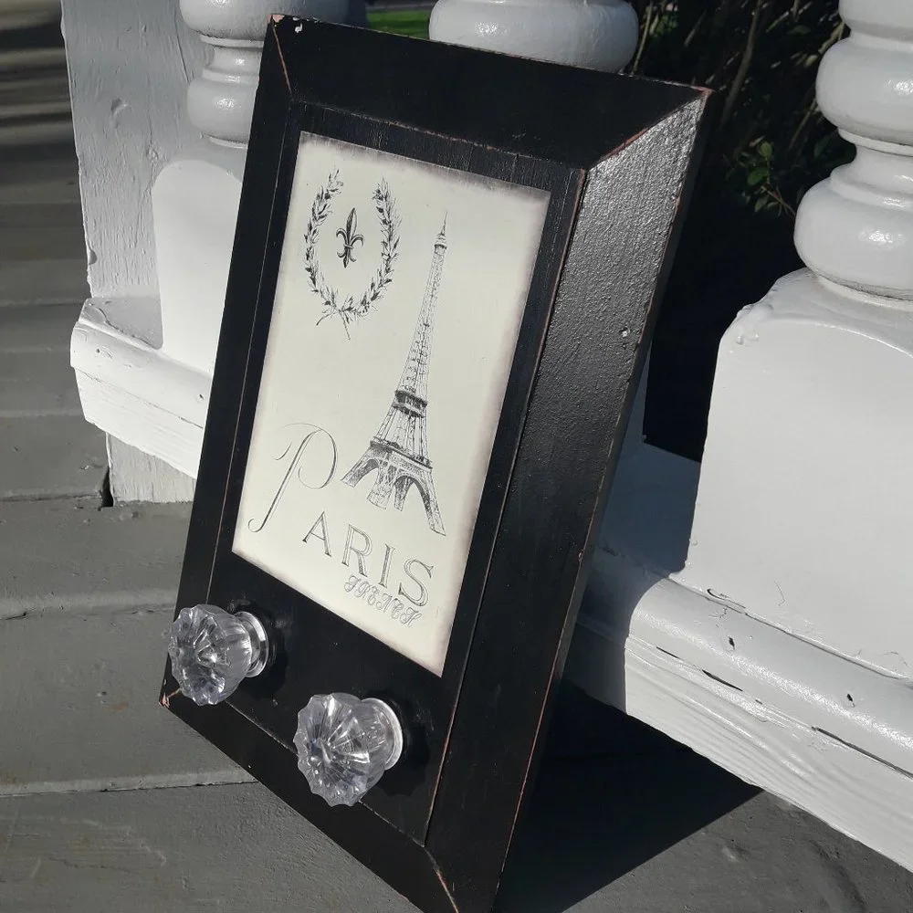 Crystal Door Knob Coat Rack Eiffel Tower Paris Theme Wall Hanging Hooks Jewelry